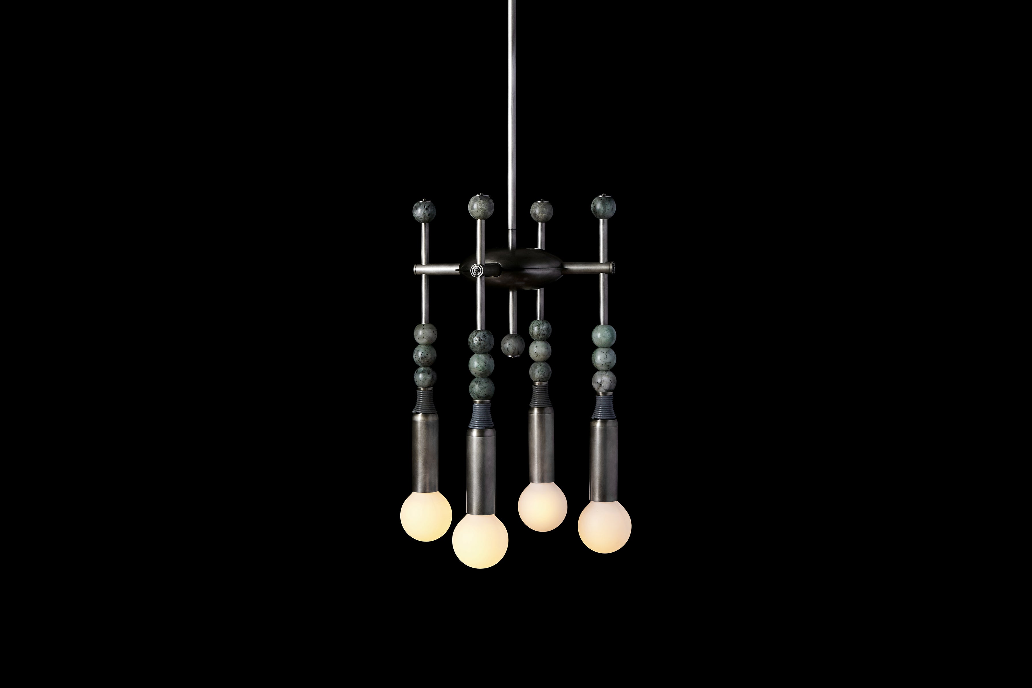 finish : tarnished silver / stones : grey jade / leather : cool grey
