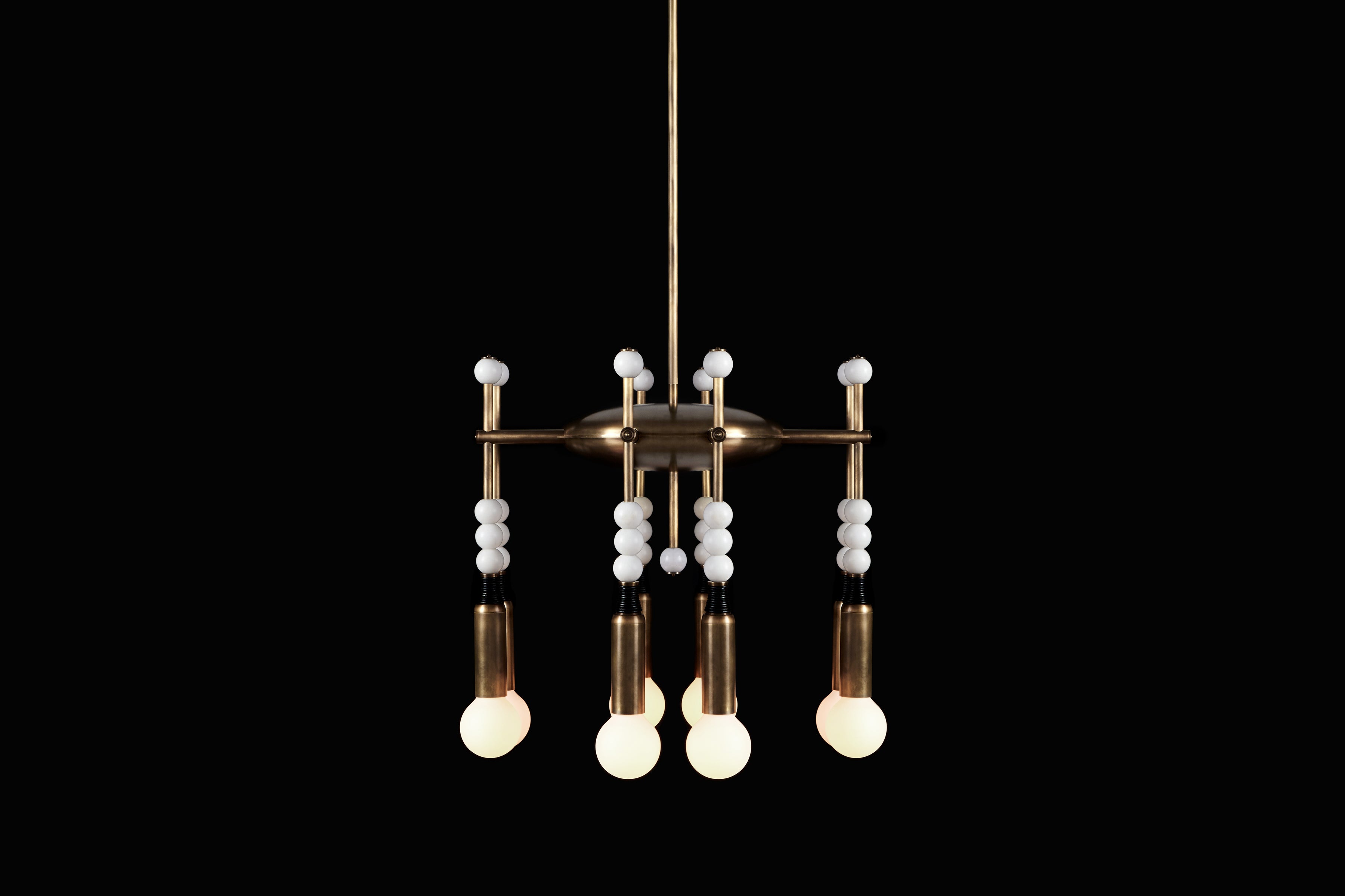 finish : aged brass / stones : white jade / leather : black